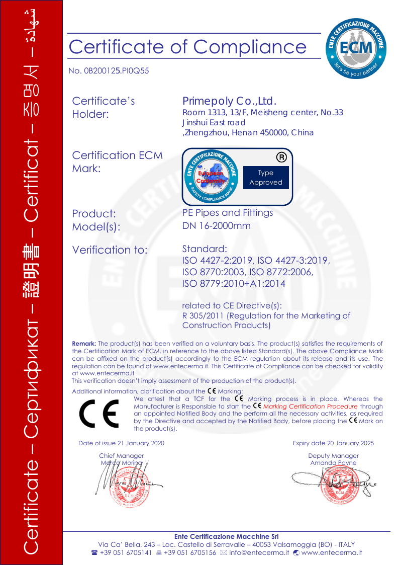 CE / ISO 9001 certificate