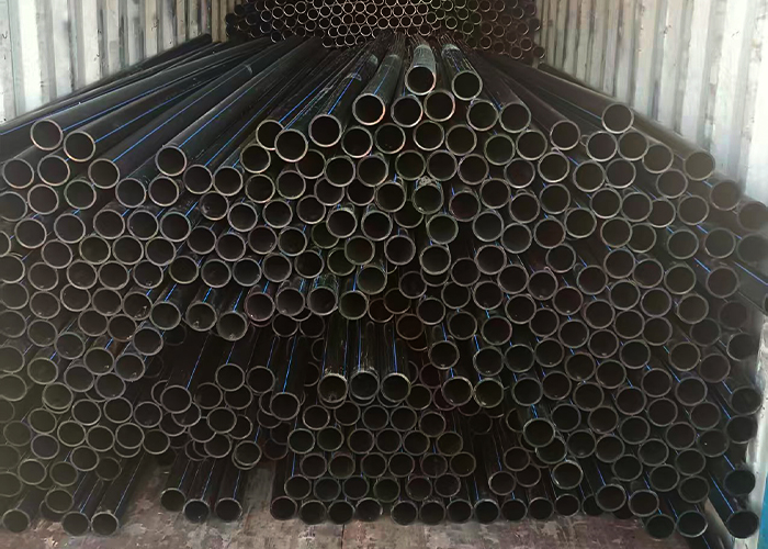 Primepoly large-diameter pipe sections ready for break-bulk shipping